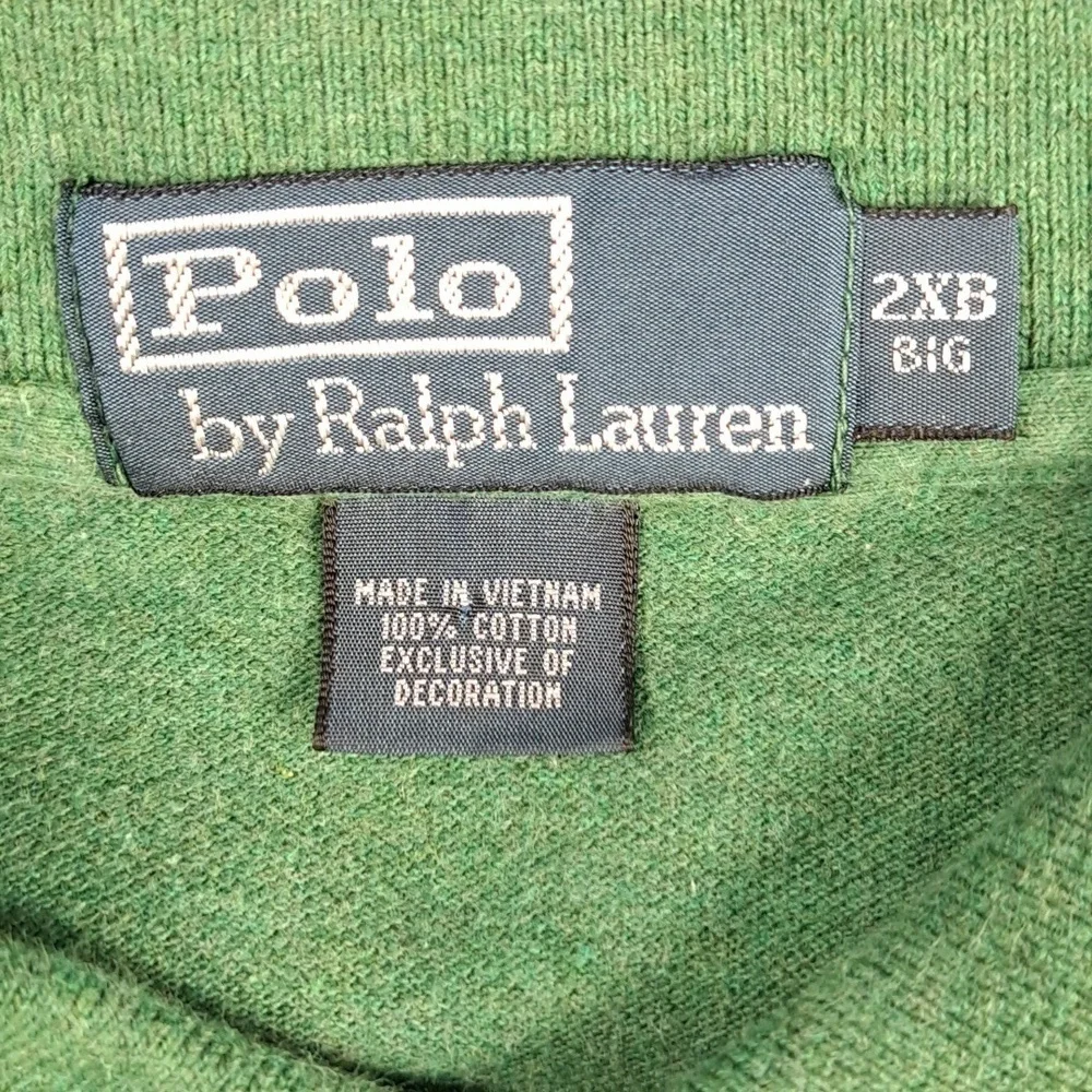 Vintage Y2K Polo Ralph Lauren 2X Big green w purple horseman casual preppy shirt